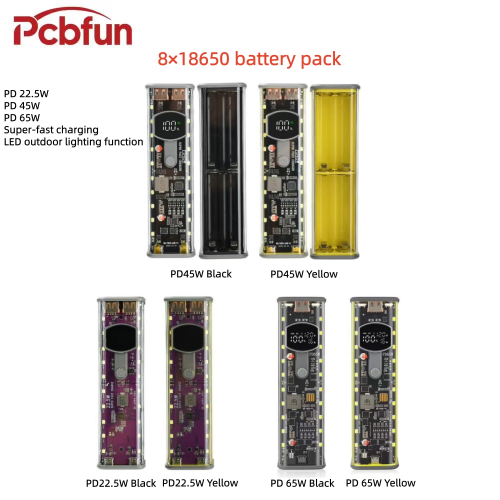 Outdoor Power Board Box - 8×18650 무납땜 배터리 케이스, PD 22.5W