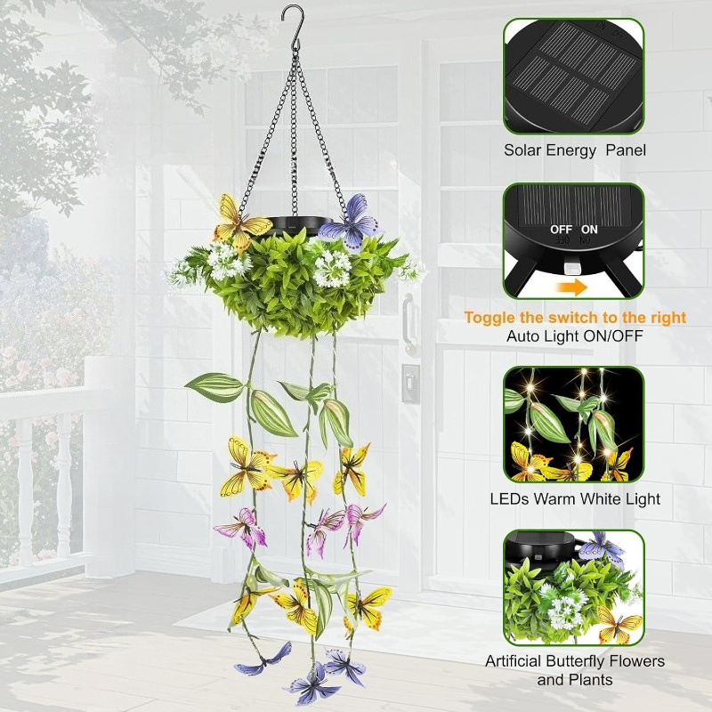 태양열 인공 나비 덩굴 장식 조명, 방수 LED 스트링 - Outdoor Power And Plant 리뷰 및 가격