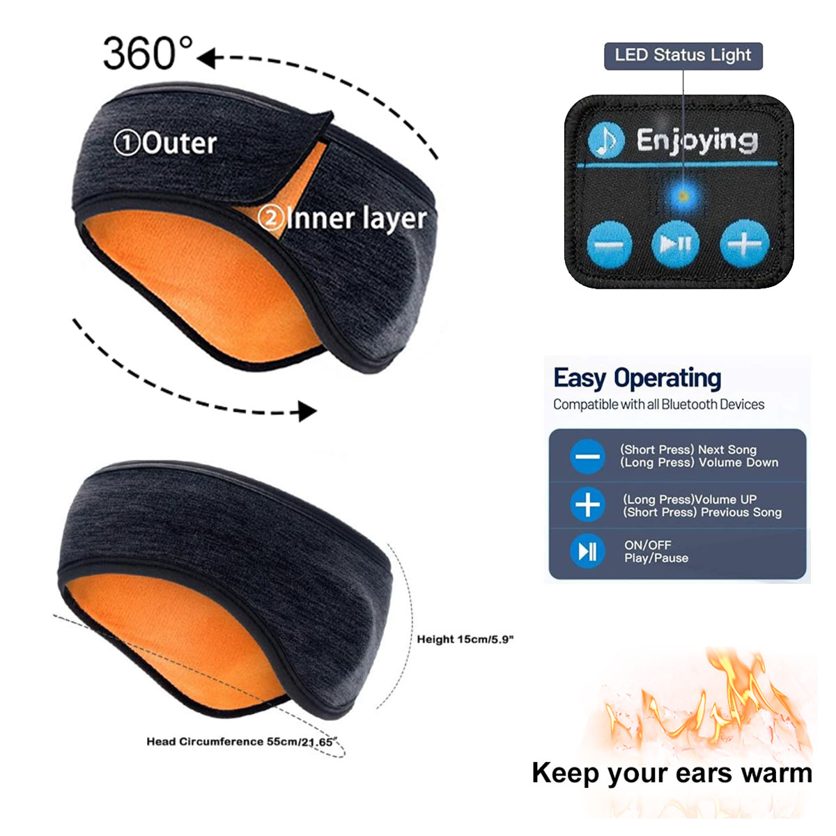 무선 블루투스 헤드폰 헤드밴드 유니섹스 스포츠 음악 겨 - Outdoor Power Socket Cover 리뷰 및 가격