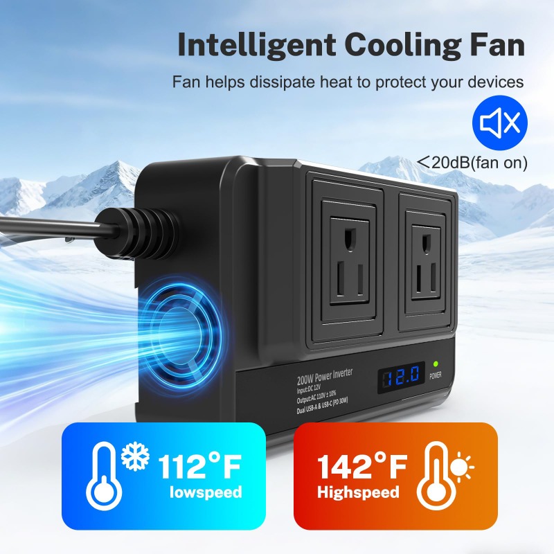 200W 차량용 인버터 전력 변환기, 2개의 USB 포 - Outdoor Power Adapter Usb C 리뷰 및 가격