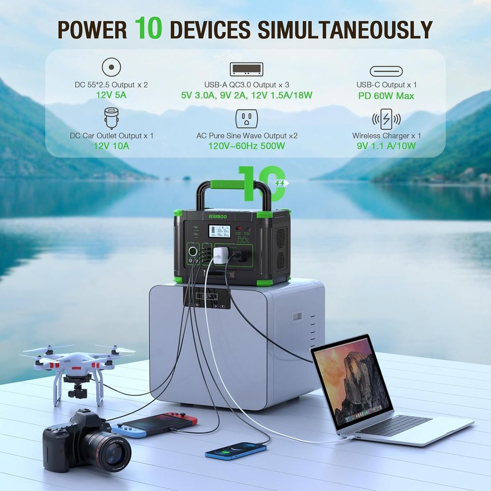 500W 휴대용 파워스테이션 519.48Wh 야외용 발 - Ac Outdoor Power 리뷰 및 가격