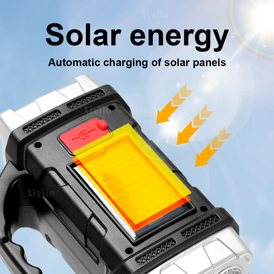 새로운 업그레이드 고출력 LED 태양광 손전등, COB - Outdoor Powerbank 리뷰 및 가격
