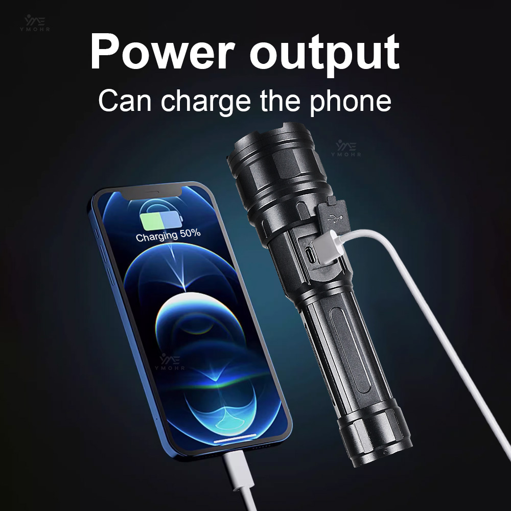 흰색 레이저 고출력 손전등 충전식 램프 줌이 가능한 초 - Outdoor Powerbank 리뷰 및 가격