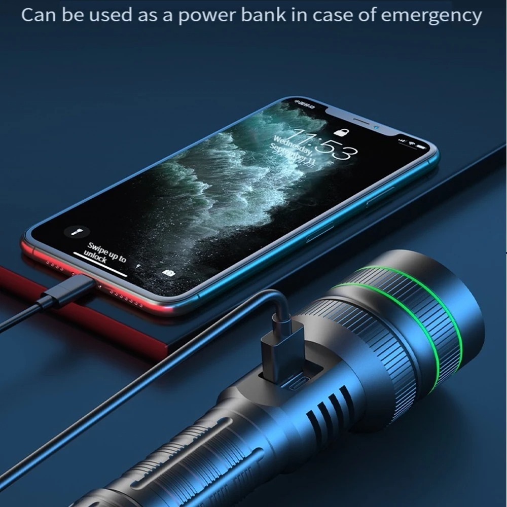 강력한 LED 손전등 줌이 가능한 Type-C 충전식  - Outdoor Powerbank 리뷰 및 가격